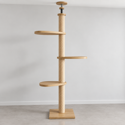 Arbre à chat sol plafond en bois naturel – Pawavo Canopy