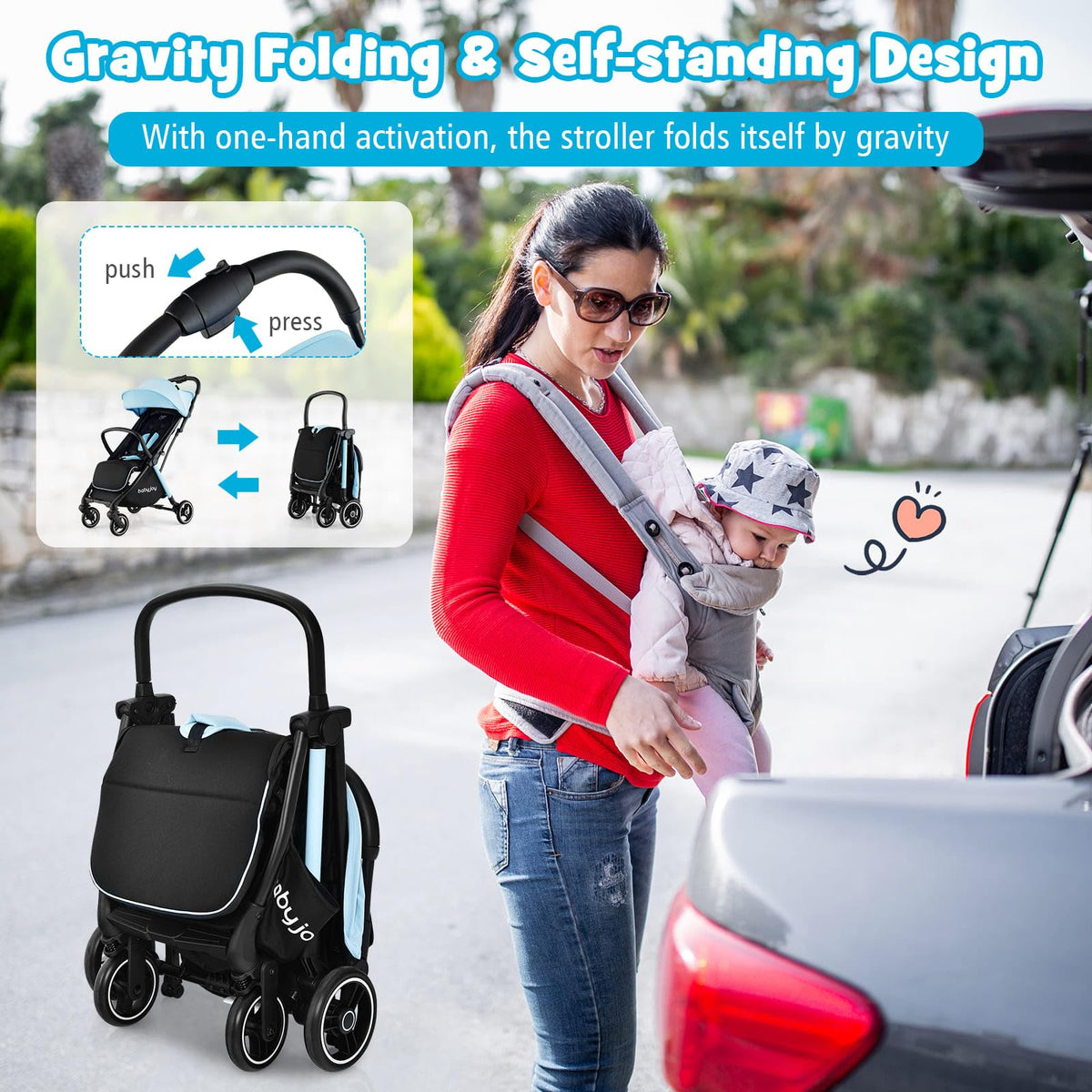 BABY JOY Lightweight Baby Stroller, Compact Travel Stroller for Airplane